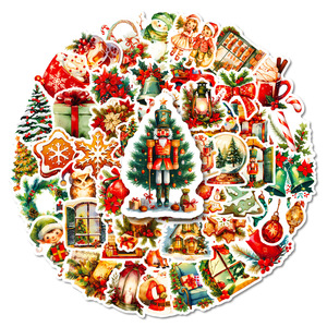 50 Pezzi Adesivi a Tema Radice di <span class=keywords><strong>Albero</strong></span> di <span class=keywords><strong>Natale</strong></span>, Etichette in Vinile Impermeabili per Decorazione di Regali, Tazze, Laptop - Product Image 3