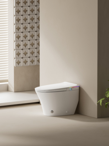 Siège chauffant mural intelligent multifonctionnel à commande IA, avec chasse d'eau par siphon et sensation de pied dans la cuve, en céramique 5.0L, automatique - Product Image 4