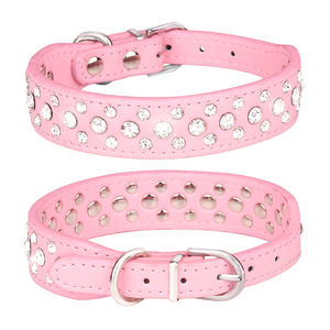 Collar brillante de cuero y cristal para mascotas, collar duradero para perro - Product Image 5
