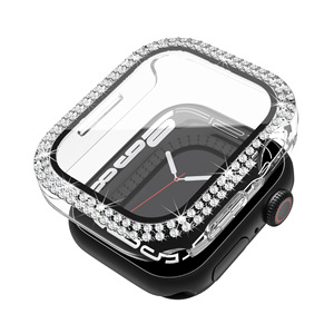 Coque de montre en verre trempé de luxe avec diamants pour Iwatch 7 49mm 45mm 44mm 42mm 40mm 41mm 38mm, coque de montre scintillante pour fille - Product Image 3