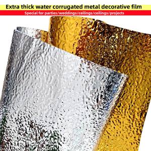 <span class=keywords><strong>Film</strong></span> décoratif moderne et personnalisé en acier inoxydable imitation métal, motif vague d'eau, étanche, pour plafond de magasin, KTV, mariage, doré - Product Image 3
