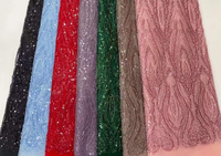 Tissu en dentelle avec paillettes et perles pour robe de mariée Tissu en maille Broderie de paillettes pour robe