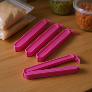 Juego de 4 clips largos para bolsas, cierre de plástico rosa para bolsas de almacenamiento y recipientes de alimentos - Product Image 3