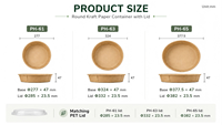 Conteneur alimentaire en papier kraft brun écologique avec couvercle transparent en PET/RPET, bol à lunch étanche