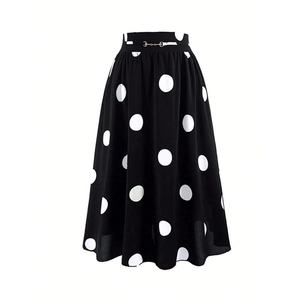 Jupes longues plissées décontractées en mousseline à pois, tendance et personnalisables pour femmes - Vente en gros OEM - Product Image 1