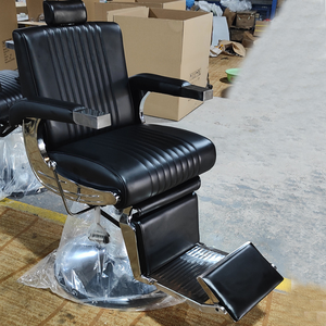 Factory Supply Antique Style Black Leather Barber Shop Styling Shaving <b>Chair</b> Hydraulic Pump Round Base Hairdressing Men's <b>Chair</b> - Product Image 6