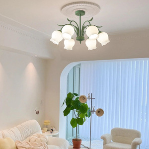 French Cream Style LED Retro Rustic <b>Dining</b> Room <b>Light</b> American Orchid Flower Style Chandelier for Bedroom Living Room Lighting - Product Image 5