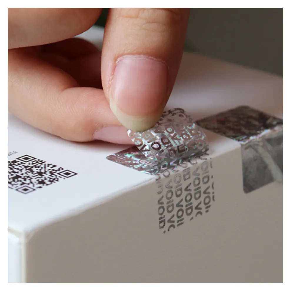 Impressão personalizada prata vazio títulos de garantia etiquetas de vedação adesivos