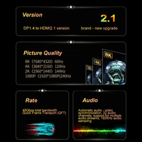 Cable de malla trenzada de fábrica, adaptador DP a HDMI de 2M, 8K/60HZ, 40Gbps, conector digital HD, convertidor macho a macho