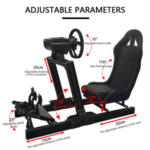 Cockpit <span class=keywords><strong>de</strong></span> simulateur <span class=keywords><strong>de</strong></span> course pliable JLH 4080 avec support <span class=keywords><strong>de</strong></span> volant réglable pour Thrustmaster, Logitech, Moza Games - Product Image 2