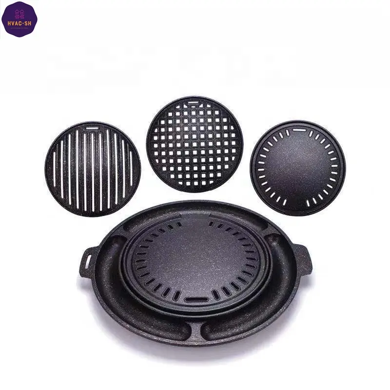 Korean BBQ Grill Equipment Stainless Steel Mesh Round Cast Iron Grate Grill Pans nonstick Grill Plate