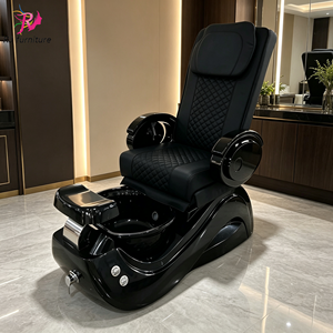 Fauteuil de pédicure spa noir de luxe, électrique, inclinable, avec massage et bassin pour les pieds, pour salon de beauté. - Product Image 2
