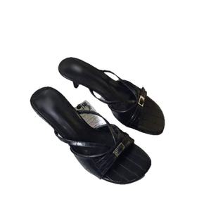 सेक्सी डिजाइनर हील्स ब्लैक चप्पल स्टाइलेटो सैंडल खुले पैर की अंगुली एक लाइन कैजुअल बकल पतली ऊँची एड़ी के जूते - Product Image 5