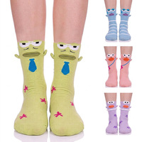Nouvelle Arrivée Transfrontalière : Chaussettes Mi-Mollet en Coton Respirant pour Femmes, Motif Poisson Moche 3D