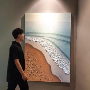 ภาพวาดศิลปะนามธรรม ภาพวาดสีน้ำมันวาดด้วยมือ รูปทรงสี่เหลี่ยมผืนผ้า ภาพสามมิติ กรอบโลหะ ภาพติดผนัง - Product Image 1