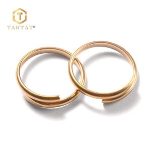 Dicat Emas Serbet Jari Adjustable Cincin Kuningan Sederhana O-Cincin untuk Temuan Perhiasan - Product Image 2