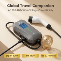 Chargeur EV portable avec écran de 2,4 pouces, 3 prises, bouton de réglage du courant/du minuterie, Type 2, TPU, IP65, CE/TUV/UKCA, chargeur EV portable 7 kW