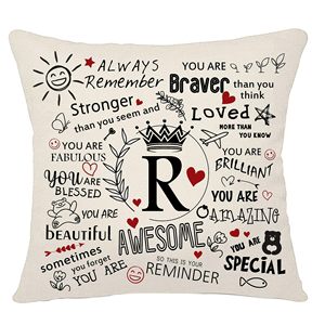 Low MOQ Custom Gift 26 <strong>Letters</strong> Throw Pillow Covers Sublimation <strong>Cushion</strong> Cover for Friends - Product Image 4