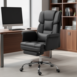 Silla de Oficina Ejecutiva HOMCOM, Silla de Escritorio Giratoria Ergonómica de Cuero PU con Reposapiés y Soporte Lumbar - Product Image 2