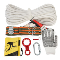 Cuerda de Escape de Incendios Xinda de 8 mm y 10 m, Juego de 7 Piezas, Kit de Supervivencia de Emergencia Portátil de Fibra de Vidrio para Edificios Altos con Guantes, Mosquetón y Arnés