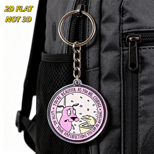 Portachiavi Motivazionale '<span class=keywords><strong>Sei</strong></span> <span class=keywords><strong>Bella</strong></span> Come È Comoda' con Cerchio Rosa, Cane e Pesce Cartoon, Citazione Ispirazionale, Acrilico Trasparente - Product Image 5