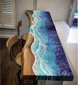 Venta caliente barato personalización muebles para el hogar restaurante madera maciza de nogal cocina comedor café río <span class=keywords><strong>resina</strong></span> <span class=keywords><strong>epoxi</strong></span> losa <span class=keywords><strong>Mesa</strong></span> - Product Image 2