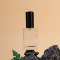 Flacon de parfum en verre carré plat, vide, personnalisé, de luxe, noir, rechargeable, avec bouchon à vis, 30 ml, 50 ml, 100 ml, avec emballage en boîte