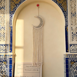 Nouvelle conception, Eid Mubarak, macramé tissé à la main, décoration murale bohème, ornement pour la maison, <span class=keywords><strong>attrape</strong></span>-rêves en forme de lune - Product Image 1