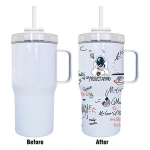 Gobelet isotherme en métal de 20 oz, tasse de voyage pour café, isolé sous vide avec poignée métallique pour impression par transfert thermique, double paroi - Product Image 1