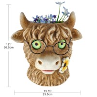 Patung Sapi MGO Highland untuk Dekorasi Taman, Pot Bunga Lucu, Ornamen Rumah, Hadiah Kreatif