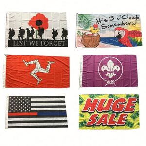 ธงโพลีเอสเตอร์คุณภาพสูงปี 2024 พิมพ์ลายดิจิทัลตามสั่ง ขนาดและดีไซน์ข้อความโลโก้สีสันสดใส พร้อมห่วงทองเหลือง - Product Image 4