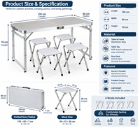 Table de jardin moderne en aluminium YILU, table pliable portable pour le camping, mobilier de jardin, ensemble table et chaises