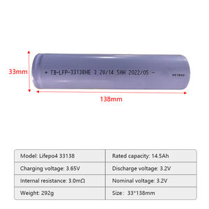可定制3.2V 14.5ah 15Ah 20Ah LiFePo4圆柱形锂离子电池33138 33140 40138可充电电池 - Product Image 2