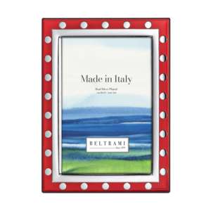 Beltrami Photo <b>Frame</b> <b>4x6</b> Silver Plated Red Dots Wood Back - Product Image 1