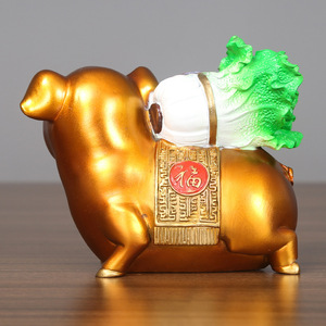 Figuras de cerdo y repollo, 2 uds., material de cobre, decoración de Año Nuevo Chino, regalo para el hogar y la oficina - Product Image 3