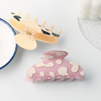 Pince à cheveux motif vache mignonne - Accessoire capillaire tendance et élégant avec logo personnalisé pour femme, pince requin pour chignon arrière de la tête