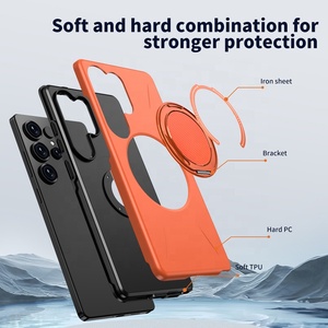 2 en 1 PC duro + TPU suave + aleación de zinc soporte giratorio tipo <span class=keywords><strong>O</strong></span> cubierta del teléfono soporte carga inalámbrica para SAMSUNG S25 <span class=keywords><strong>Ultra</strong></span> - Product Image 4