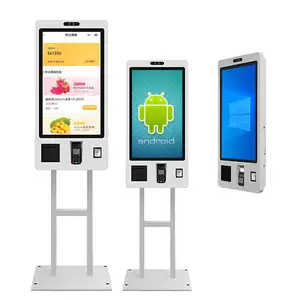 White Slanted 15 15.6 21 21.5 32 inch android Linux Touchscreen self ordering POS terminal self-service payment digital kiosk