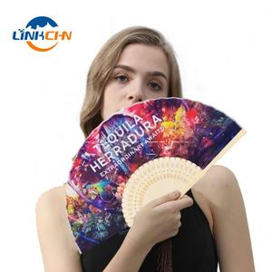 Regalo de negocios Abanico plegable de papel impreso personalizado con costillas de Bambú - Product Image 2