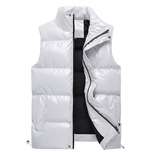 Áo vest cotton bóng dày mùa thu mùa đông cho nam mới áo khoác không tay hợp thời trang Áo Tank Top vải cổ chữ V chống Đóng cọc - Product Image 2