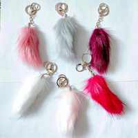 Chaînes de clés en queue de renard en gros, queue de renard moelleuse et tendance, queue de renard féérique, fourrure de renard, breloque pour sac, décoration, porte-clés en queue de renard moelleuse