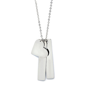 Kalung Strip Panjang Trendy Custom dengan Liontin Hati Terukir, Kalung DIY, Kalung Stainless Steel yang Dipersonalisasi. - Product Image 4