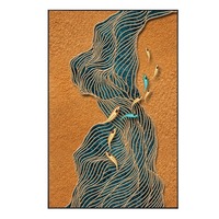 Impression Giclée d'Art Moderne : Peinture Neuf Poissons Encadrée en Alliage d'Aluminium – Décoration d'Entrée, Art Mural de Fond de Canapé, Style Luxe Léger