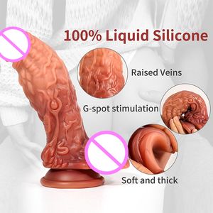Dildo a Forma di Squame di Pesce Pangolino, Simulazione di Fallo in Silicone Liquido Doppio, Cambia Colore, Fantasia da Parete per Donne - Product Image 2
