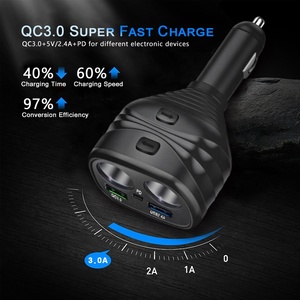 Cargador <span class=keywords><strong>USB</strong></span> dual de carga rápida QC3.0 adecuado para teléfono compatible con cargador de coche multipuerto 3 cargador de encendedor de cigarrillos - Product Image 6