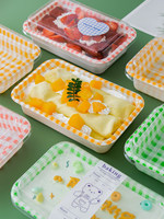 Boîte d'emballage rectangulaire jetable à carreaux pour tiramisu, gâteaux, desserts, sandwichs, pique-niques, déjeuner, fabrication chinoise