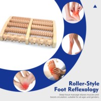 Planche de massage des pieds multi-rouleaux en bois naturel pour la relaxation corporelle – Outil de massage manuel texturé pour les soins personnels