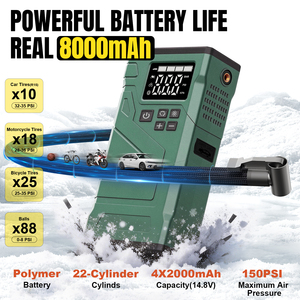 5 in 1 12VJump With Portable Tire 8000mAh Professional for Tires Pre Set Function WLT2503-P1-4 8000mAh Battery Pr - Product Image 4