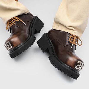 73226 Nouvelles Chaussures Derby à <span class=keywords><strong>Boucle</strong></span> Métallique et Bout Large, Chaussures Habillées en Cuir pour Hommes à Semelle Épaisse et Bout Rond, Tendance - Product Image 5