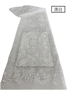 Perle Broderie Paillettes Maille Tissu Dentelle Robe De Mariée En Trois Dimensions Fleur Tissu a Paillettes Brode De Perles - Product Image 3